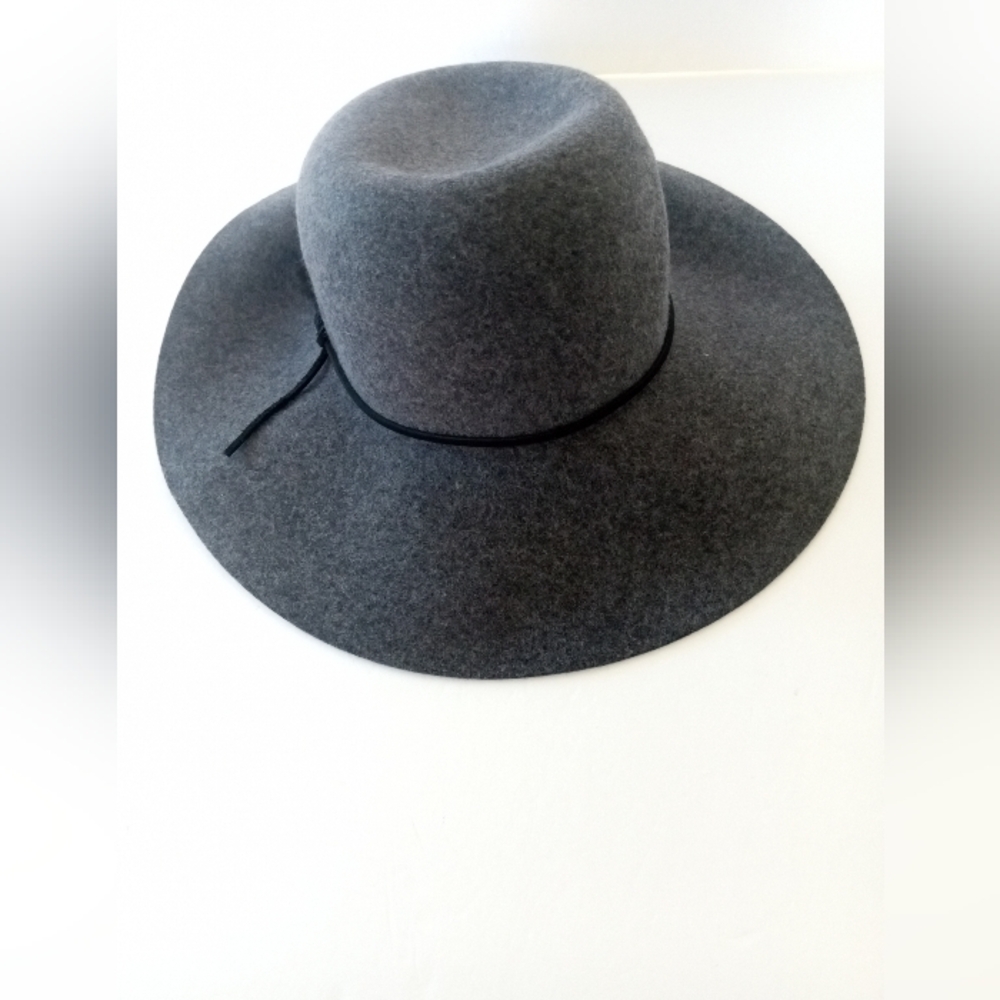 NEW  PHENIX 100% Wool Charcoal Gray Wide Brim Fedora Hat NWOT - Picture 4 of 7